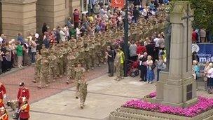 Mercian regiment march in Derby