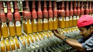 A Coca-Cola bottling plant in India