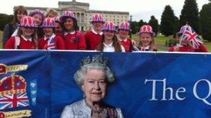 Pupils from Derryhale Primary School in Portadown at Stormont for the Jubilee celebrations