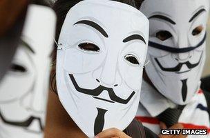 Anonymous supporters at a protest in India