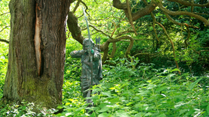 Robin Hood figure in Sherwood Forest