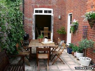 Paved garden of a terraced house