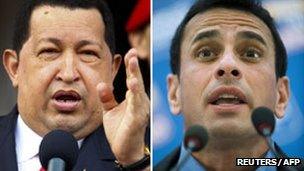 Hugo Chavez (left) and Henrique Capriles (right)