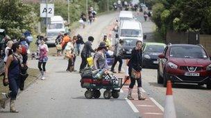 Traffic queuing outside Isle of Wight Festival 2012