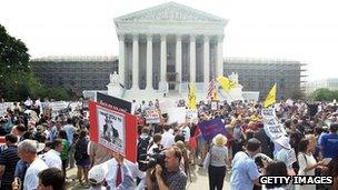 Crowds outside the US Supreme Court Washington Dc 28 June 2012