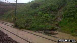 Landslip on East Coast main line at Scremerston, Northumberland (Credit: Network Rail)