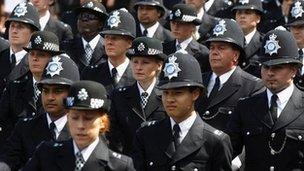 Newly qualified Metropolitan Police officers in their Passing Out Parade