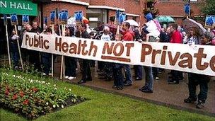 Save the Alex protesters outside Redditch Town Hall