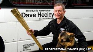 "Blind Dave" Heeley with Seamus the dog (pic: Professional Images (UK) Ltd/National Express)