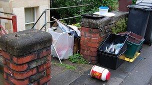 Rubbish left outside a rented house in Bristol