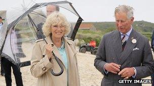 The royal couple visiting Scilly. Pic: Getty Images