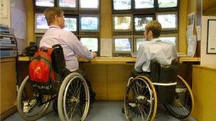 Two disabled employees at work