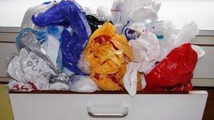 Plastic bags in drawer