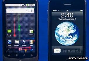 Apple and HTC smartphones