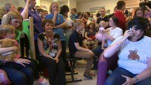 Parents at Leeds General Infirmary after the decision