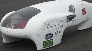 Eco-car built by pupils at Kingdown School in Warminster