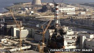 Chernobyl nuclear power plant a few months after an explosion in 1986