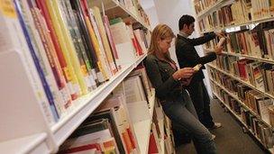 People reading in a library