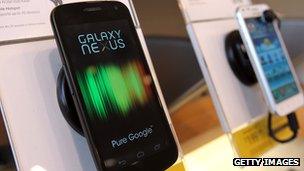 Samsung Galaxy Nexus smartphone on display