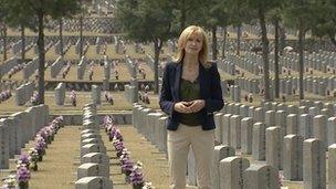 Jackie Bird at cemetery