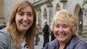 Jennie Thomas (left) and her mother Margaret at St Asaph cathedral