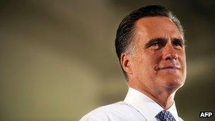 Mitt Romney addressing a campaign rally in Sterling, Virginia 27 June 2012