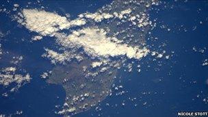 Photograph of the Isle of Man, taken from space shuttle Discovery