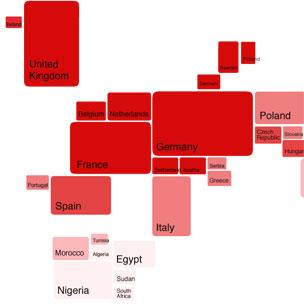 Internet user map of the world