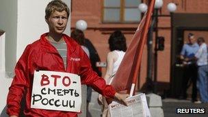 Protester against WTO membership