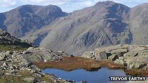 Scafell and Scafell Pike from Crinkle Crags