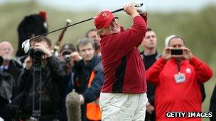 Donald Trump tees off