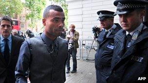 Ashley Cole arrives at court on Wednesday