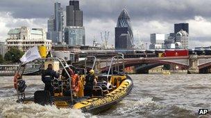 Security boat on the Thames