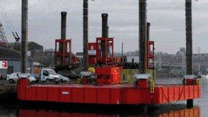 Floating barge which will be used by Yorkshire Water