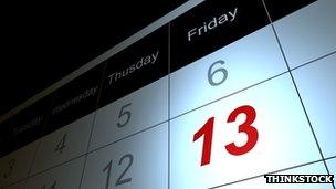 Friday 13th on calendar