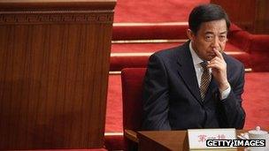 Bo Xilai attends the opening ceremony of the National People's Congress (NPC) at the Great Hall of the People on March 5, 2012 in Beijing, China