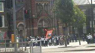 The band played outside St Patrick's Church in north Belfast