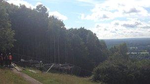 Scaffolding on Box Hill