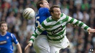 Celtic v Rangers game, action on the pitch