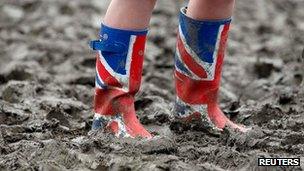 wellington boots in mud