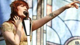 Florence Welch of Florence + The Machine performing at the Radio 1 Hackney Weekend