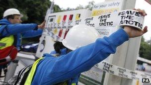 Activists at petrol station