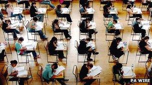 School pupils in exam hall