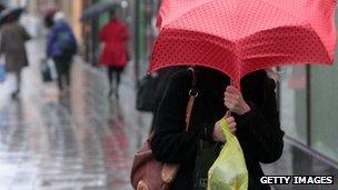 Shopper in the rain