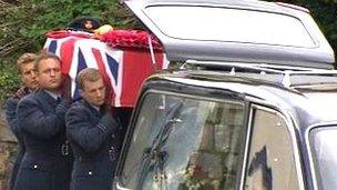 Flt Lt Hywel Poole coffin