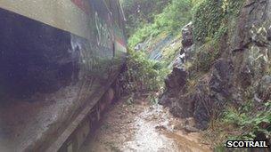 Train hits landslip near Loch Awe