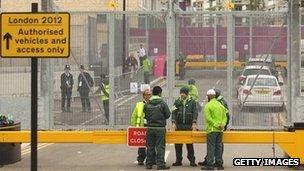 Security guards near the Olympic Park