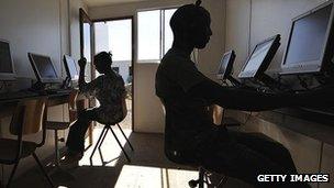 People working at computers in Africa