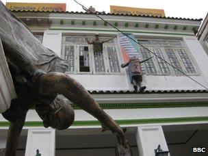 one house in a city side street was decked-out as an airport, at art Biennial