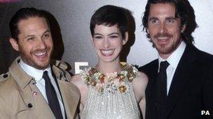 Tom Hardy, Anne Hathaway and Christian Bale